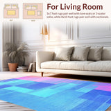 Ultra Soft Area Rug, Non Slip, Stain Resistant, Washable Area Rugs for Living Room, Bedroom, Dynamic Colorful Abstract Waves(Blue)
