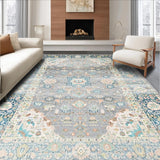 Ultra Soft Area Rug, Non Slip, Stain Resistant, Washable Area Rugs for Living Room, Bedroom, Timeless Earthy Floral Composition(Gray)