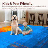 Ultra Soft Area Rug, Non Slip, Stain Resistant, Washable Area Rugs for Living Room, Bedroom, Sleek Minimalist Gradient Flow(Blue)
