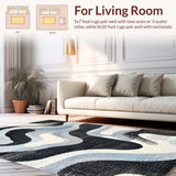 Ultra Soft Area Rug, Non Slip, Stain Resistant, Washable Area Rugs for Living Room, Bedroom, Zebra Crossing: Chic Striped Rug, Classic Color Palette, Flatweave(Gray)