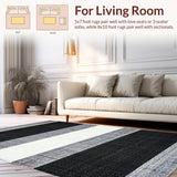 Ultra Soft Area Rug, Non Slip, Stain Resistant, Washable Area Rugs for Living Room, Bedroom, Black White Patterned Carpet(Black)