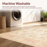 Ultra Soft Area Rug, Non Slip, Stain Resistant, Washable Area Rugs for Living Room, Bedroom, Unique Floral Boho Area in Beige for Entryways(Ivory)