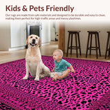 Ultra Soft Area Rug, Non Slip, Stain Resistant, Washable Area Rugs for Living Room, Bedroom, Contemporary Pink Safari Pattern Mix(Pink)