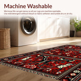 Ultra Soft Area Rug, Non Slip, Stain Resistant, Washable Area Rugs for Living Room, Bedroom, Vintage Lodge Cabin Non-Slip Floor Mat(Red)