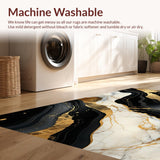 Ultra Soft Area Rug, Non Slip, Stain Resistant, Washable Area Rugs for Living Room, Bedroom, Chic Contemporary Marble Motif(Black)