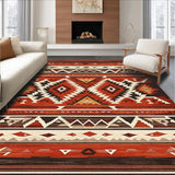 Ultra Soft Area Rug, Non Slip, Stain Resistant, Washable Area Rugs for Living Room, Bedroom, Dynamic Tiled Ethnic Motif(Red)