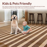 Ultra Soft Area Rug, Non Slip, Stain Resistant, Washable Area Rugs for Living Room, Bedroom, Vibrant Minimalist Diamond Motif(Beige)