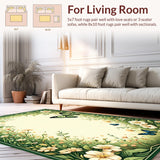 Ultra Soft Area Rug, Non Slip, Stain Resistant, Washable Area Rugs for Living Room, Bedroom, Vibrant Butterfly Botanical Print(Beige)