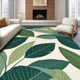 Ultra Soft Area Rug, Non Slip, Stain Resistant, Washable Area Rugs for Living Room, Bedroom, Elegant Leaf Motif Aesthetic(Green)