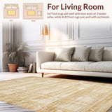 Ultra Soft Area Rug, Non Slip, Stain Resistant, Washable Area Rugs for Living Room, Bedroom, Elegant Scalloped Coastal Aesthetic(Beige)