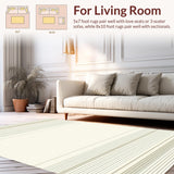 Ultra Soft Area Rug, Non Slip, Stain Resistant, Washable Area Rugs for Living Room, Bedroom, Modern Linear Art(Beige)
