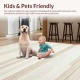 Ultra Soft Area Rug, Non Slip, Stain Resistant, Washable Area Rugs for Living Room, Bedroom, Elegant Beige Shaggy Grid Motif(Beige)