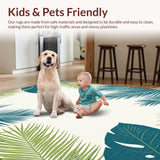Ultra Soft Area Rug, Non Slip, Stain Resistant, Washable Area Rugs for Living Room, Bedroom, Modern Abstract Palm Leaf Design(Beige)