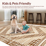 Ultra Soft Area Rug, Non Slip, Stain Resistant, Washable Area Rugs for Living Room, Bedroom, Chic Abstract Neutral Tones(Beige)