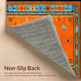 Ultra Soft Area Rug, Non Slip, Stain Resistant, Washable Area Rugs for Living Room, Bedroom, Charming Color Splash Medallion(Orange)