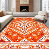 Ultra Soft Area Rug, Non Slip, Stain Resistant, Washable Area Rugs for Living Room, Bedroom, Rustic Geometric Orange Elegance(Orange)