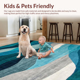 Ultra Soft Area Rug, Non Slip, Stain Resistant, Washable Area Rugs for Living Room, Bedroom, Chic Modern Grey Swirl Patterns(Blue)