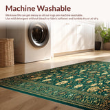 Ultra Soft Area Rug, Non Slip, Stain Resistant, Washable Area Rugs for Living Room, Bedroom, Boho Chic Retro(Green)