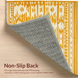 Ultra Soft Area Rug, Non Slip, Stain Resistant, Washable Area Rugs for Living Room, Bedroom, Rustic Aztec Design with Warm Hues(Yellow)