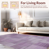 Ultra Soft Area Rug, Non Slip, Stain Resistant, Washable Area Rugs for Living Room, Bedroom, Trendy Mauve Monochromatic Visual Harmony(Purple)