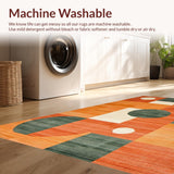 Ultra Soft Area Rug, Non Slip, Stain Resistant, Washable Area Rugs for Living Room, Bedroom, Vibrant Abstract Curvilinear Design(Orange)