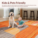 Ultra Soft Area Rug, Non Slip, Stain Resistant, Washable Area Rugs for Living Room, Bedroom, Earthy Toned Modern Artistry(Orange)