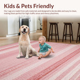 Ultra Soft Area Rug, Non Slip, Stain Resistant, Washable Area Rugs for Living Room, Bedroom, Vintage Shag Textured Earthy Charm(Pink)