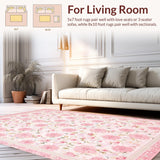 Ultra Soft Area Rug, Non Slip, Stain Resistant, Washable Area Rugs for Living Room, Bedroom, Vibrant Daisy Pattern Delight(Pink)
