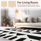 Ultra Soft Area Rug, Non Slip, Stain Resistant, Washable Area Rugs for Living Room, Bedroom, Black White Stripe Outdoor Rug(Black)