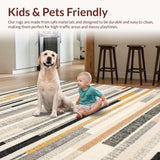 Ultra Soft Area Rug, Non Slip, Stain Resistant, Washable Area Rugs for Living Room, Bedroom, Monochrome Stripe Woven Rug, Modern Patio Carpet Door Mat Decor(Gray)