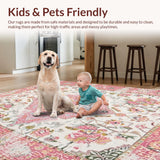 Ultra Soft Area Rug, Non Slip, Stain Resistant, Washable Area Rugs for Living Room, Bedroom, Enchanting Pastel Floral Textures(White)