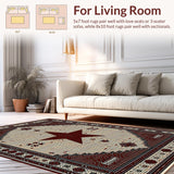 Ultra Soft Area Rug, Non Slip, Stain Resistant, Washable Area Rugs for Living Room, Bedroom, Vintage Rustic Geometric Charm(Beige)