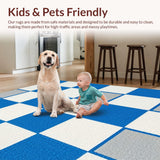Ultra Soft Area Rug, Non Slip, Stain Resistant, Washable Area Rugs for Living Room, Bedroom, Dynamic Pastel Hopscotch Design(Blue)