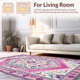 Ultra Soft Area Rug, Non Slip, Stain Resistant, Washable Area Rugs for Living Room, Bedroom, Bright Contemporary Ogee Patterns(Ivory)