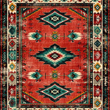 Ultra Soft Area Rug, Non Slip, Stain Resistant, Washable Area Rugs for Living Room, Bedroom, Southwest Aesthetic Bedroom Area Rug with Rubber Backing(Red)