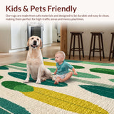 Ultra Soft Area Rug, Non Slip, Stain Resistant, Washable Area Rugs for Living Room, Bedroom, Tropical Surfboard Pattern with Palm Leaf Accents(Green)