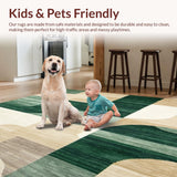 Ultra Soft Area Rug, Non Slip, Stain Resistant, Washable Area Rugs for Living Room, Bedroom, Modern Abstract Machine Area Beige Dark Green(Green)
