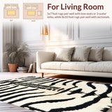 Ultra Soft Area Rug, Non Slip, Stain Resistant, Washable Area Rugs for Living Room, Bedroom, Bold Safari Style Narrow Space Rug(Black)