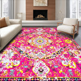 Ultra Soft Area Rug, Non Slip, Stain Resistant, Washable Area Rugs for Living Room, Bedroom, Lively Fuchsia and Yellow Harmony(Pink)