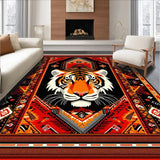 Ultra Soft Area Rug, Non Slip, Stain Resistant, Washable Area Rugs for Living Room, Bedroom, Vibrant Abstract Tiger Motif(Red)