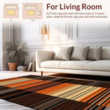 Ultra Soft Area Rug, Non Slip, Stain Resistant, Washable Area Rugs for Living Room, Bedroom, Rustic Earthy Striped Textile(Brown)