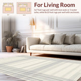 Ultra Soft Area Rug, Non Slip, Stain Resistant, Washable Area Rugs for Living Room, Bedroom, Scandi Inspired Two-Tone Elegance(Beige)