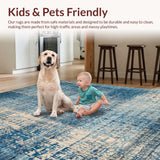 Ultra Soft Area Rug, Non Slip, Stain Resistant, Washable Area Rugs for Living Room, Bedroom, Elegant Ombre Throw Rug with Distressed Artistic Blue and Beige Design(Blue)