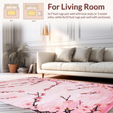 Ultra Soft Area Rug, Non Slip, Stain Resistant, Washable Area Rugs for Living Room, Bedroom, Graceful Floral Artistry Theme(Pink)