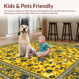 Ultra Soft Area Rug, Non Slip, Stain Resistant, Washable Area Rugs for Living Room, Bedroom, Stylish Abstract Flower Arrangement(Yellow)
