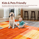 Ultra Soft Area Rug, Non Slip, Stain Resistant, Washable Area Rugs for Living Room, Bedroom, Contemporary Warm Color Fusion(Orange)