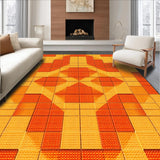 Ultra Soft Area Rug, Non Slip, Stain Resistant, Washable Area Rugs for Living Room, Bedroom, Geometric Orange Living Room Non-Shedding Rug(Orange)