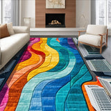 Ultra Soft Area Rug, Non Slip, Stain Resistant, Washable Area Rugs for Living Room, Bedroom, City Life Design Toy Car Play Area Carpet(Blue)