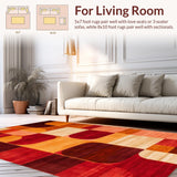 Ultra Soft Area Rug, Non Slip, Stain Resistant, Washable Area Rugs for Living Room, Bedroom, Vibrant Earthy Geometric Harmony(Red)