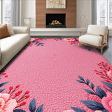 Ultra Soft Area Rug, Non Slip, Stain Resistant, Washable Area Rugs for Living Room, Bedroom, Romantic Pink Floral Bathroom Non-Skid Rug(Pink)